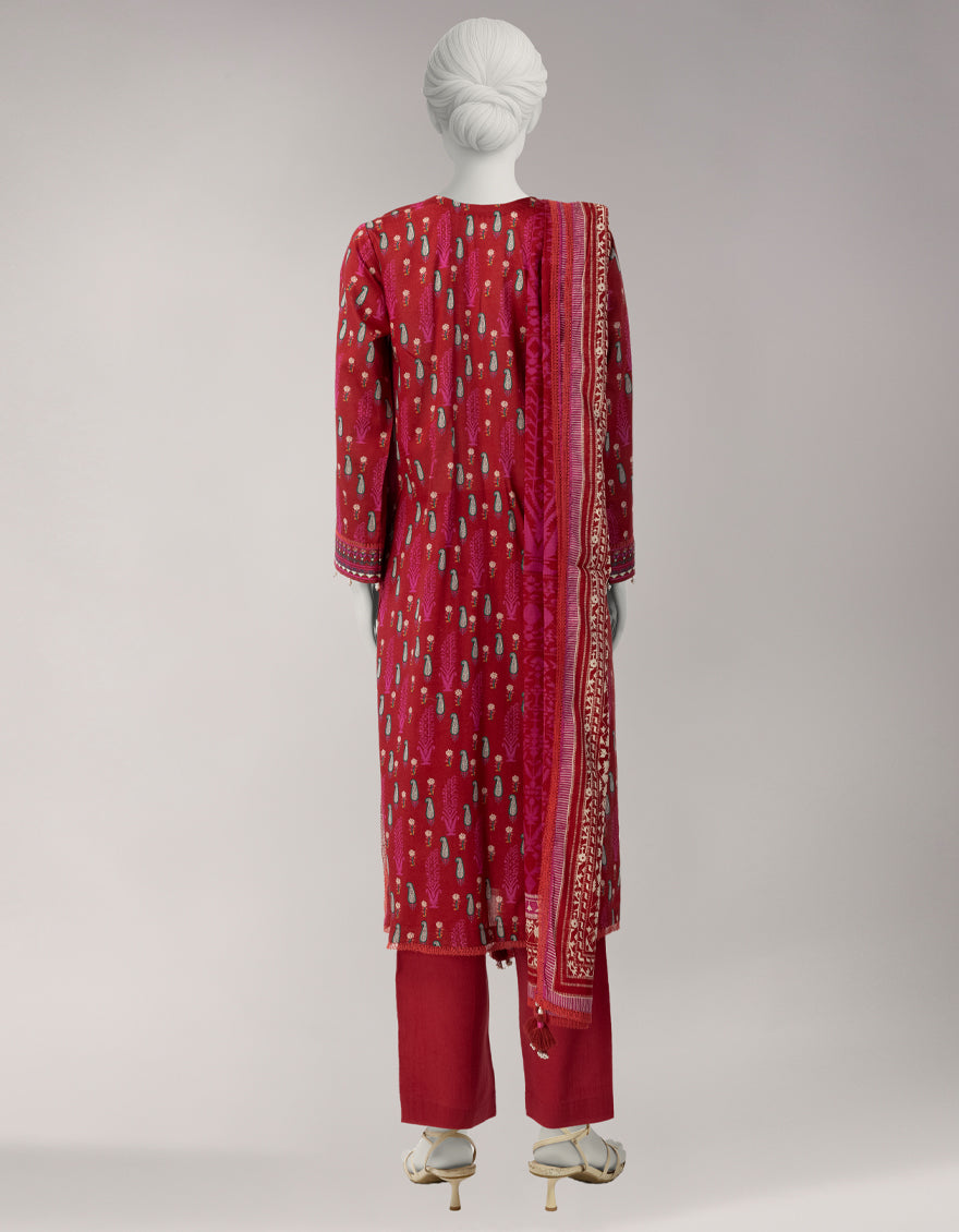 Red Lawn Printed Unstitched 3Pc