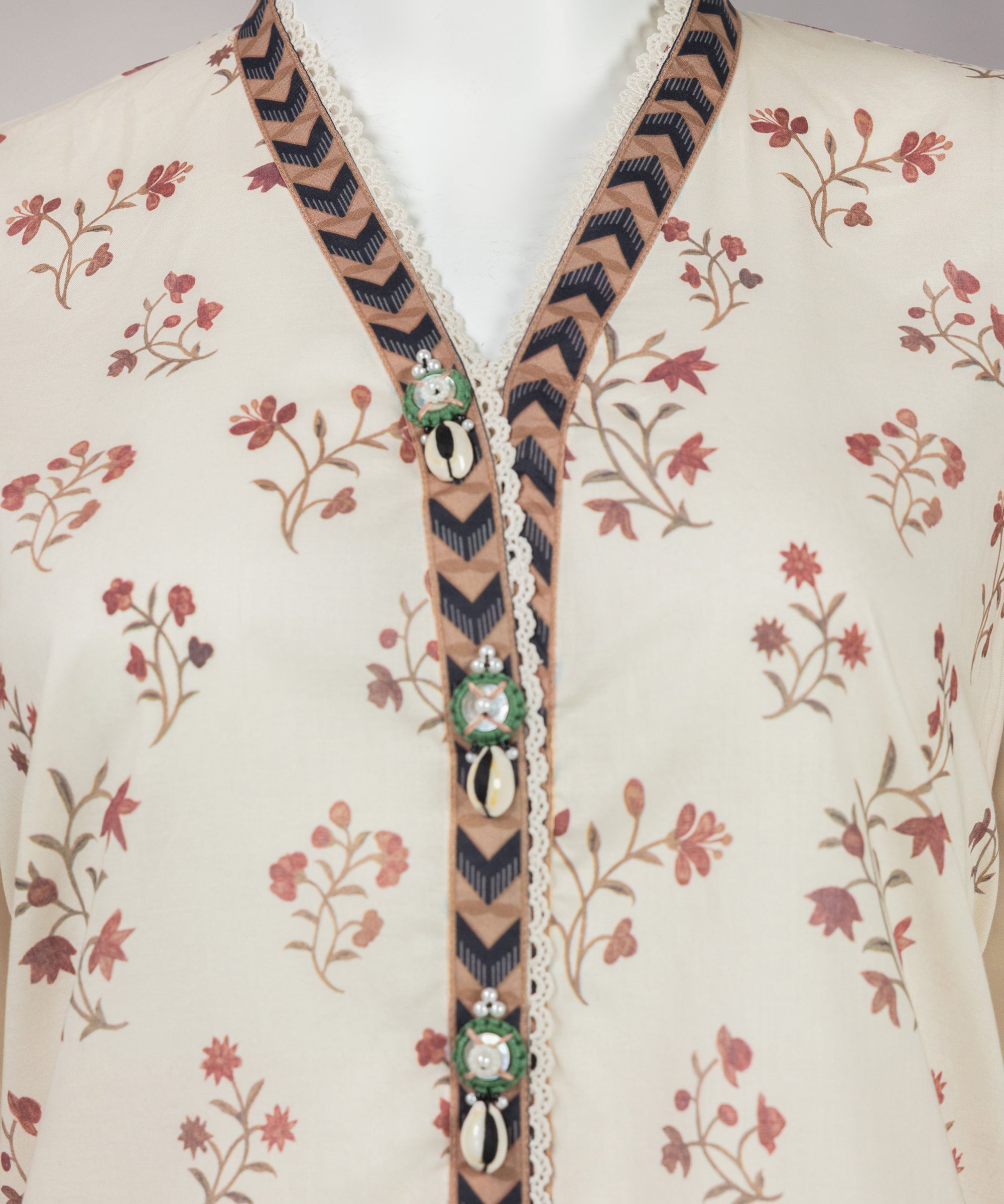 Cream Lawn Digital Printed Unstitched 3Pc