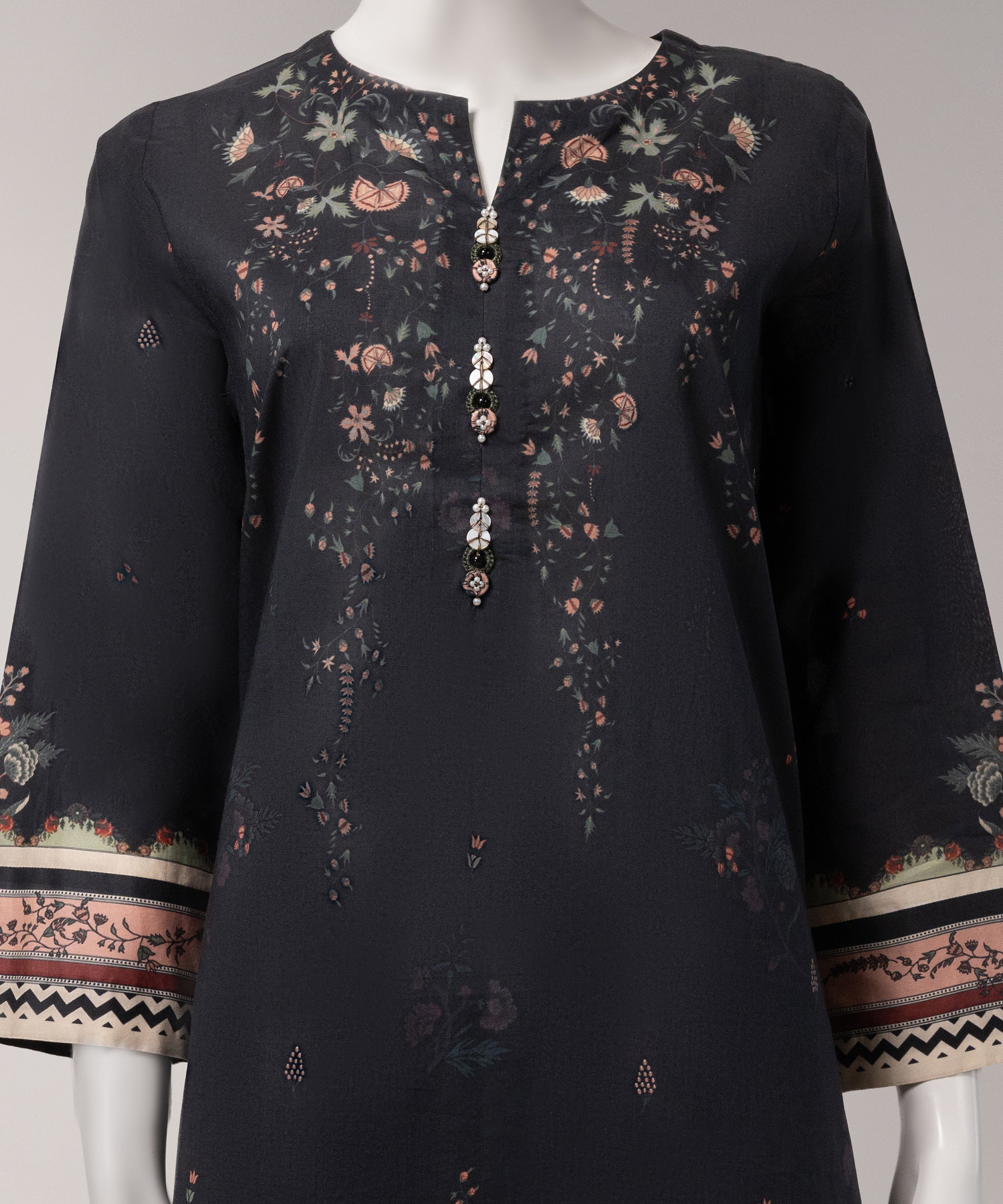 Charcoal Lawn Digital Printed Unstitched 3Pc