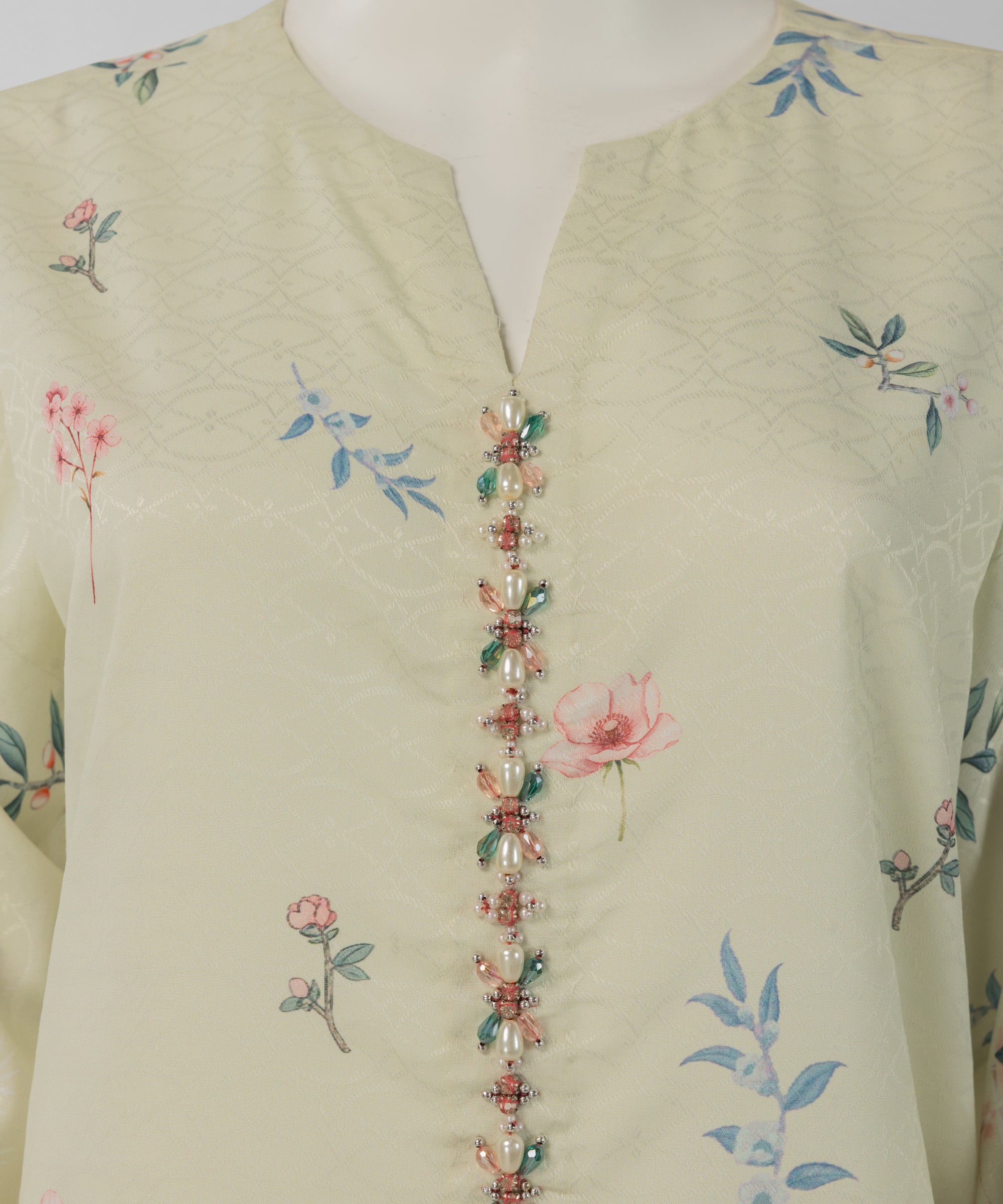 Light Green Dobby Digital Printed Unstitched 3Pc