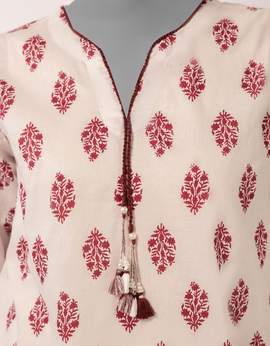 WHITE LAWN EMBROIDERED STITCHED 3PC