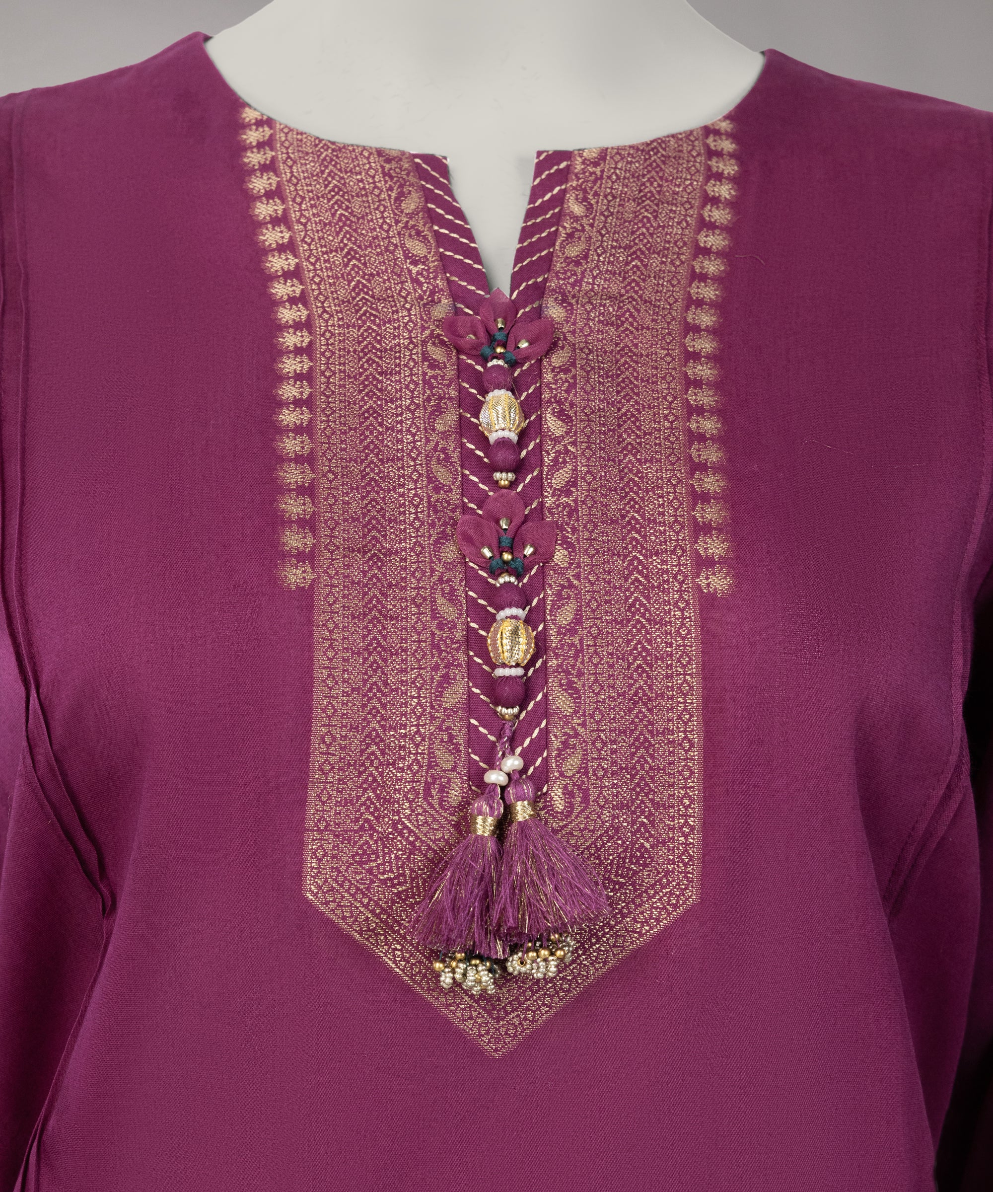 Magenta Jacquard Yarn Dyed Unstitched 3Pc