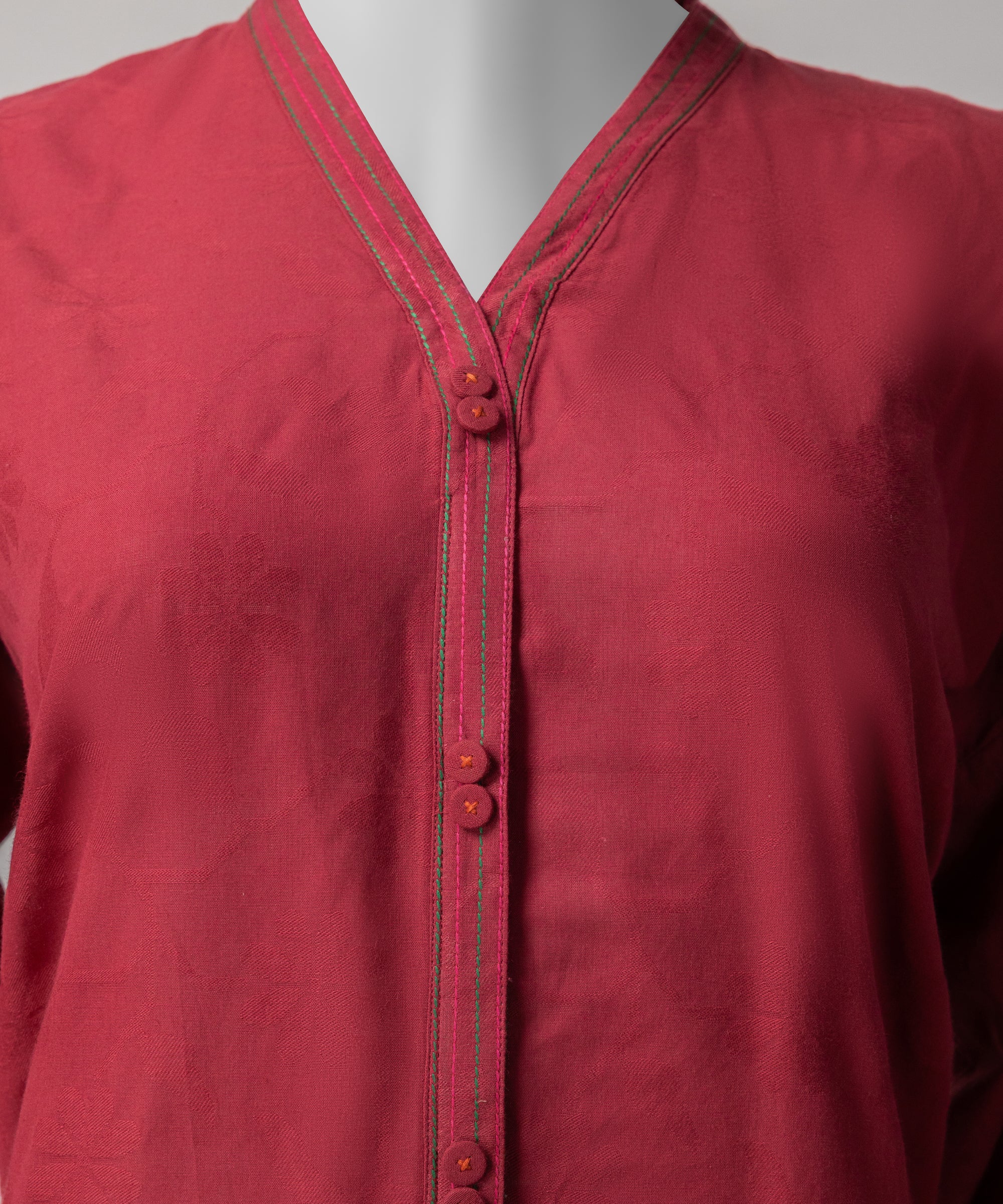 Maroon Jacquard Yarn Dyed Unstitched 3Pc
