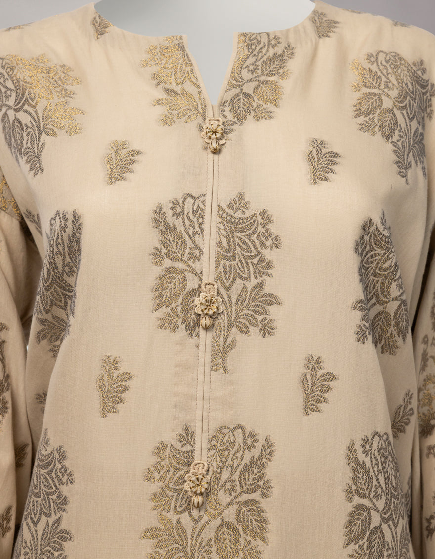 BEIGE JACQUARD DYED UNSTITCHED 3PC
