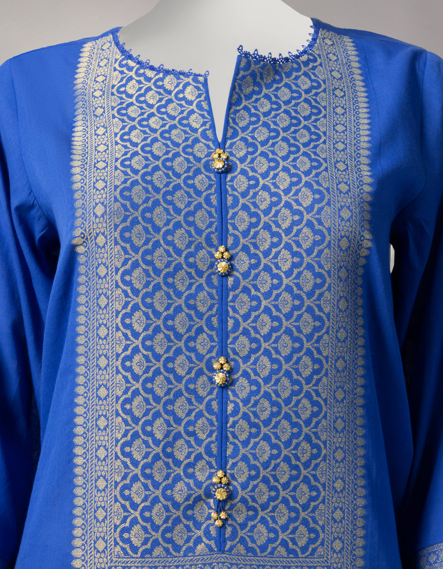 BLUE JACQUARD DYED UNSTITCHED 3PC