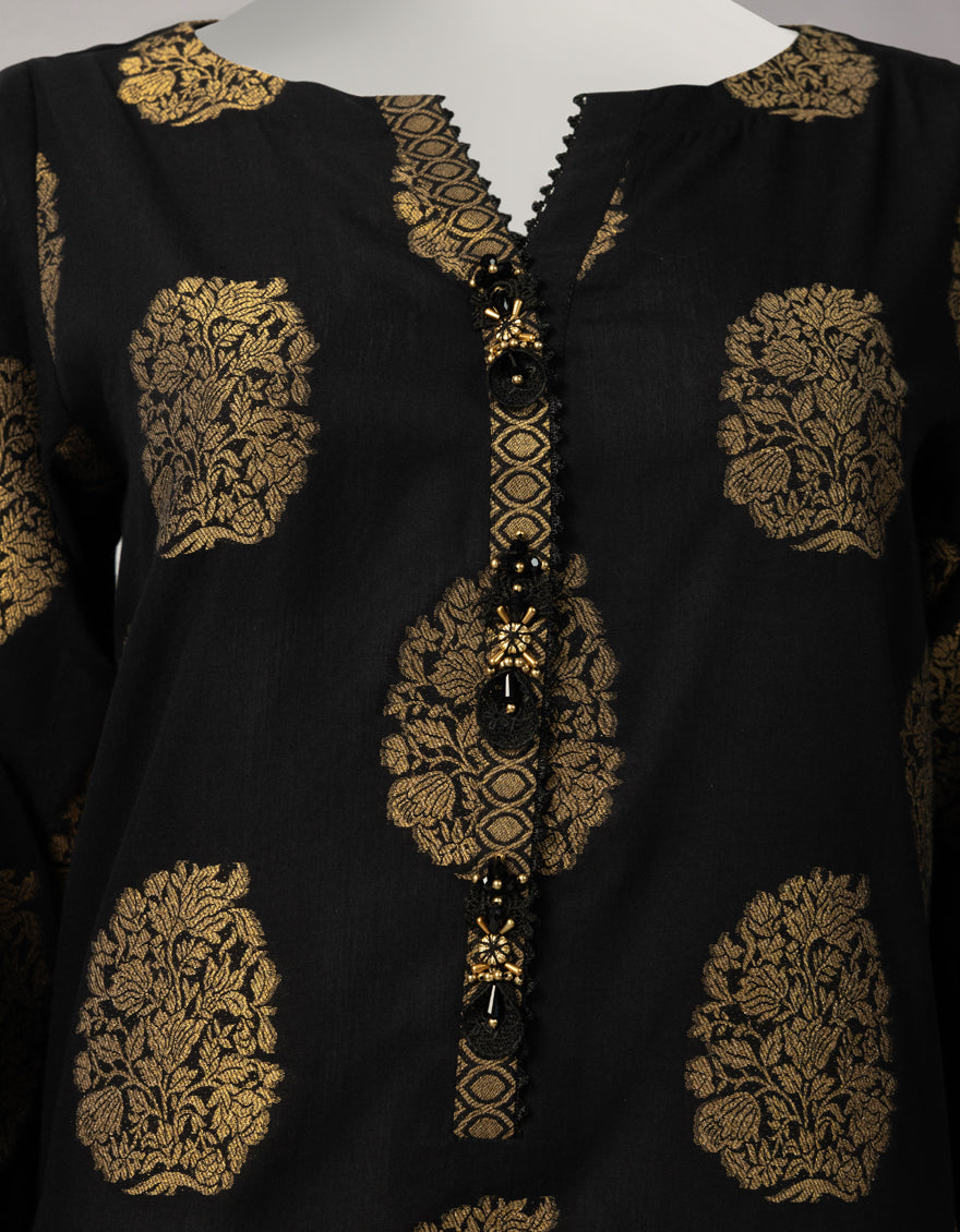 BLACK JACQUARD DYED UNSTITCHED 3PC