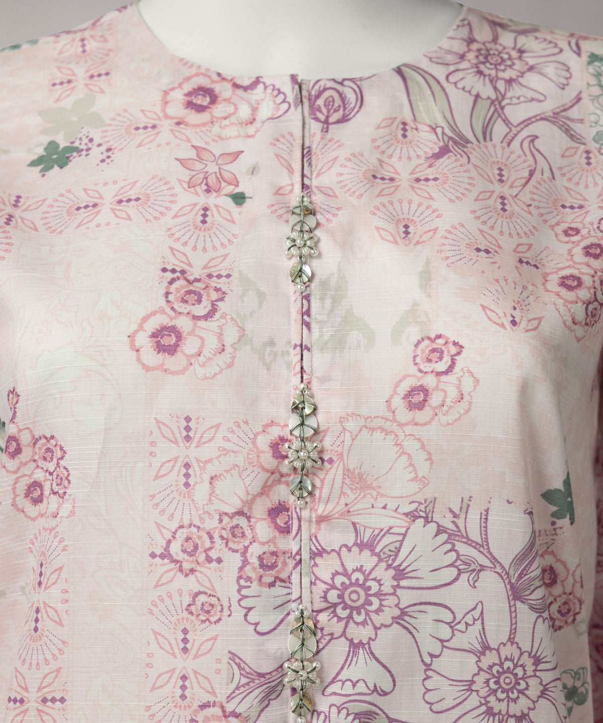 Peach Printed Slub Lawn Unstitched 3Pc
