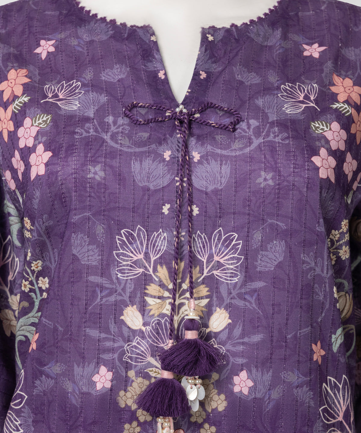 Purple Digital Printed Doria Unstitched 3Pc