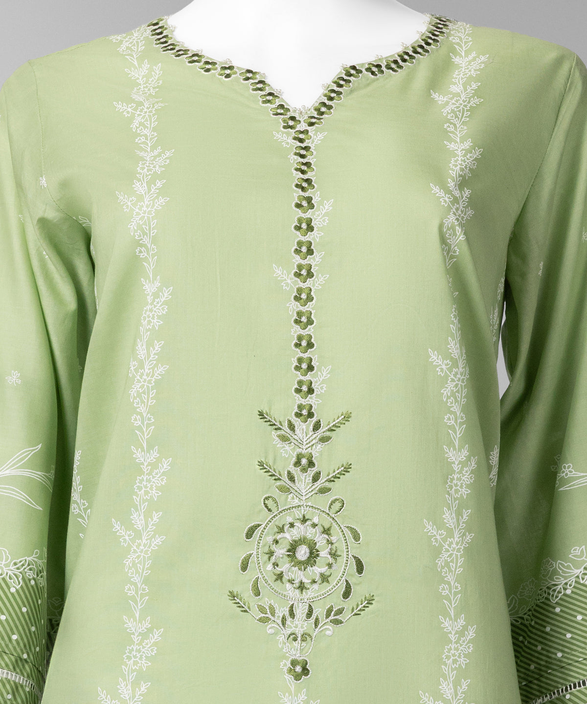 Green Cambric Paste Printed Embroidered Unstitched 3Pc