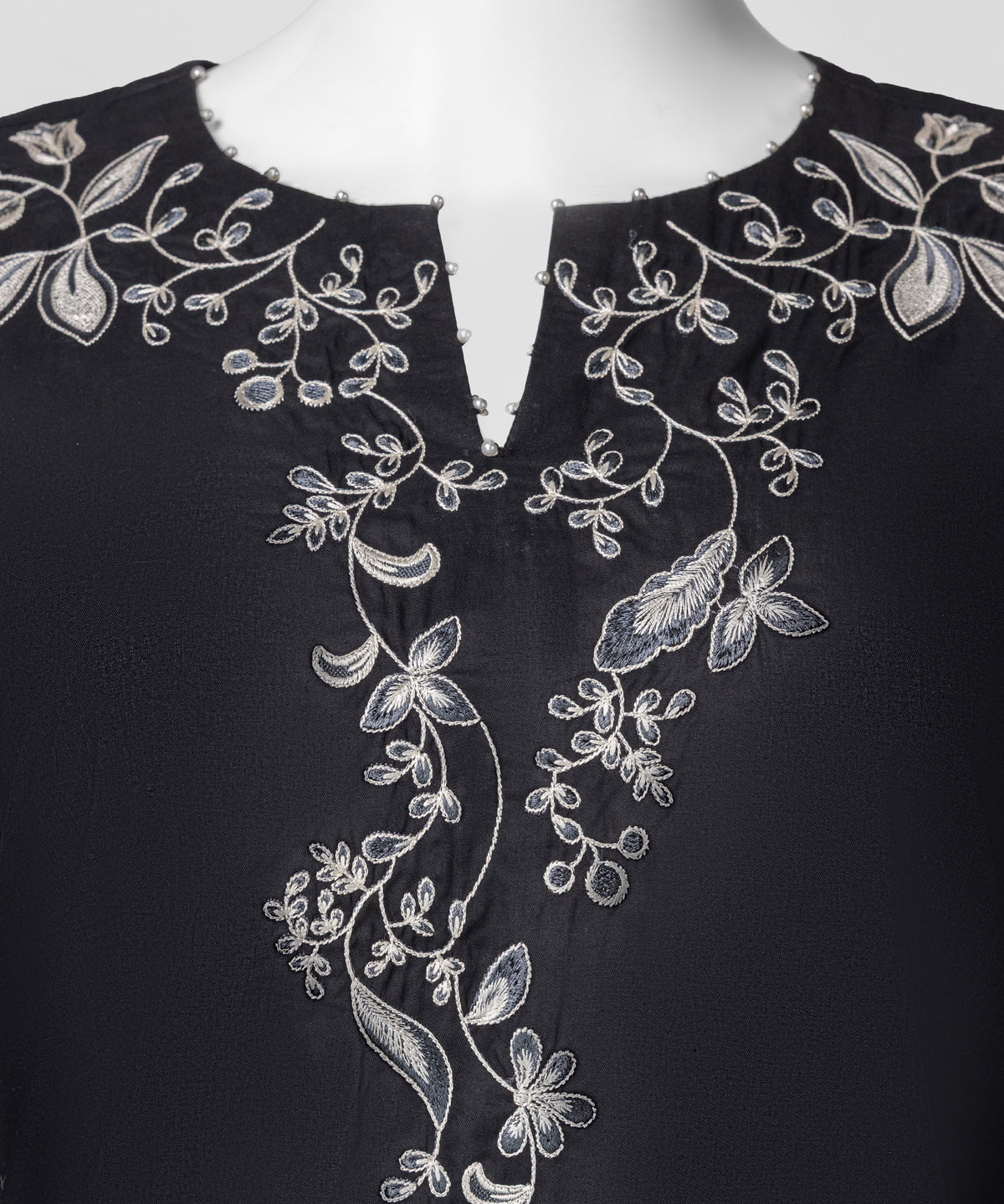 Black Embroidered Cambric Unstitched 3Pc