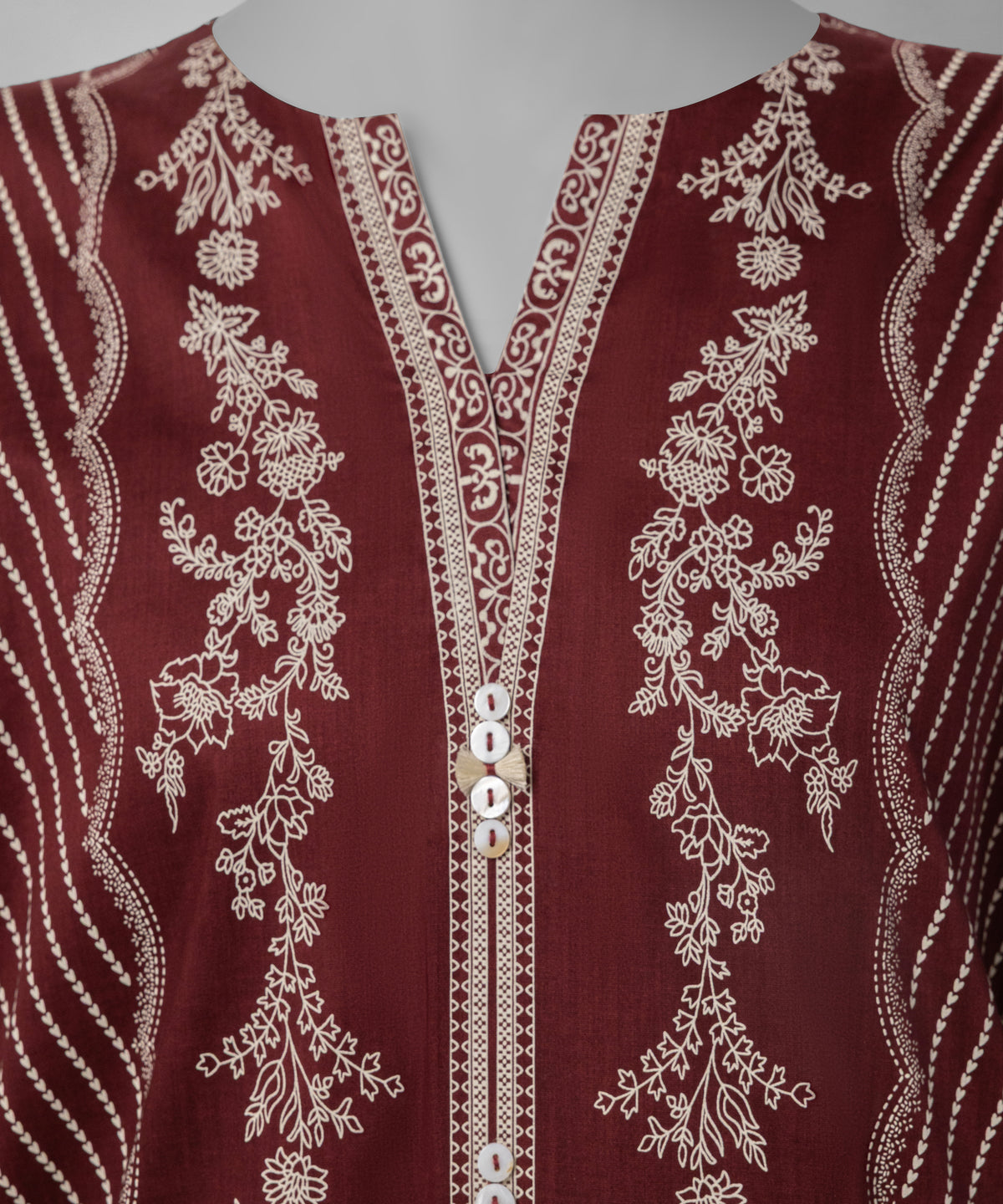 Maroon Embroidered Cambric Unstitched 3Pc