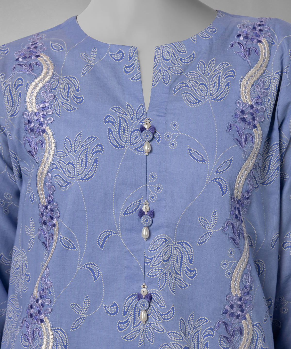 Blue Embroidered Cambric Unstitched 3Pc