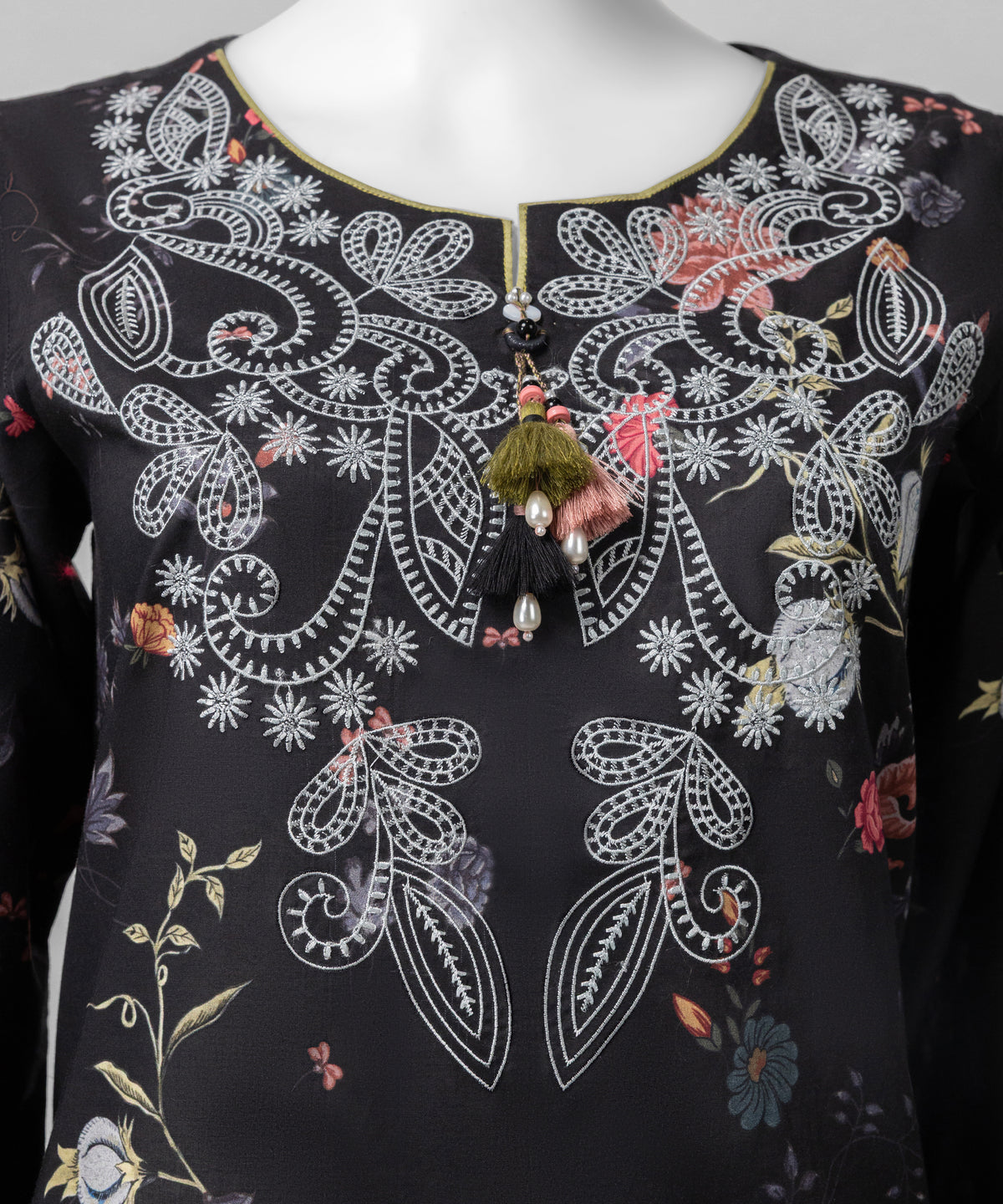 Black Embroidered Liminal Unstitched 3Pc