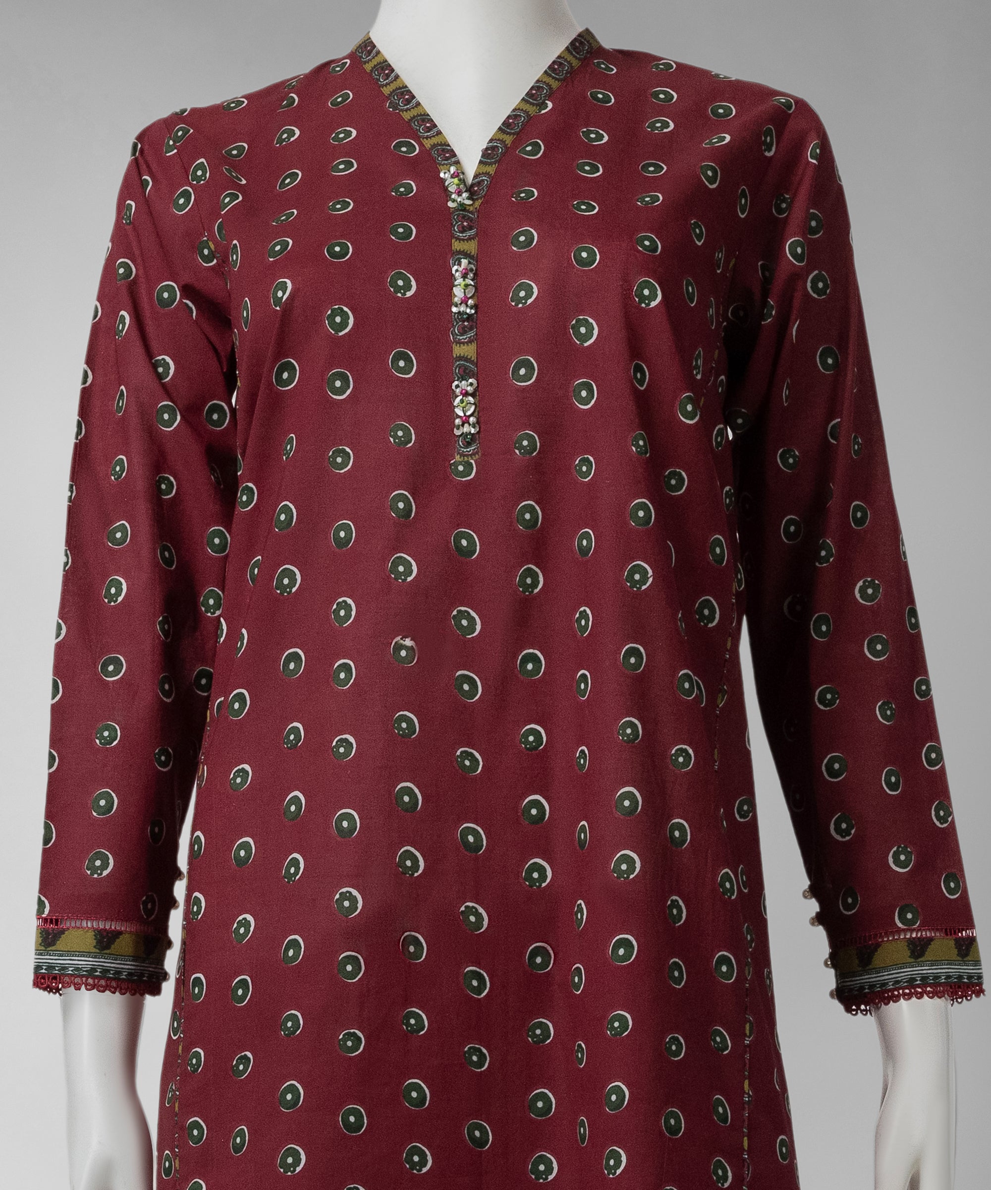 Maroon Lawn Printed Unstitched 3Pc