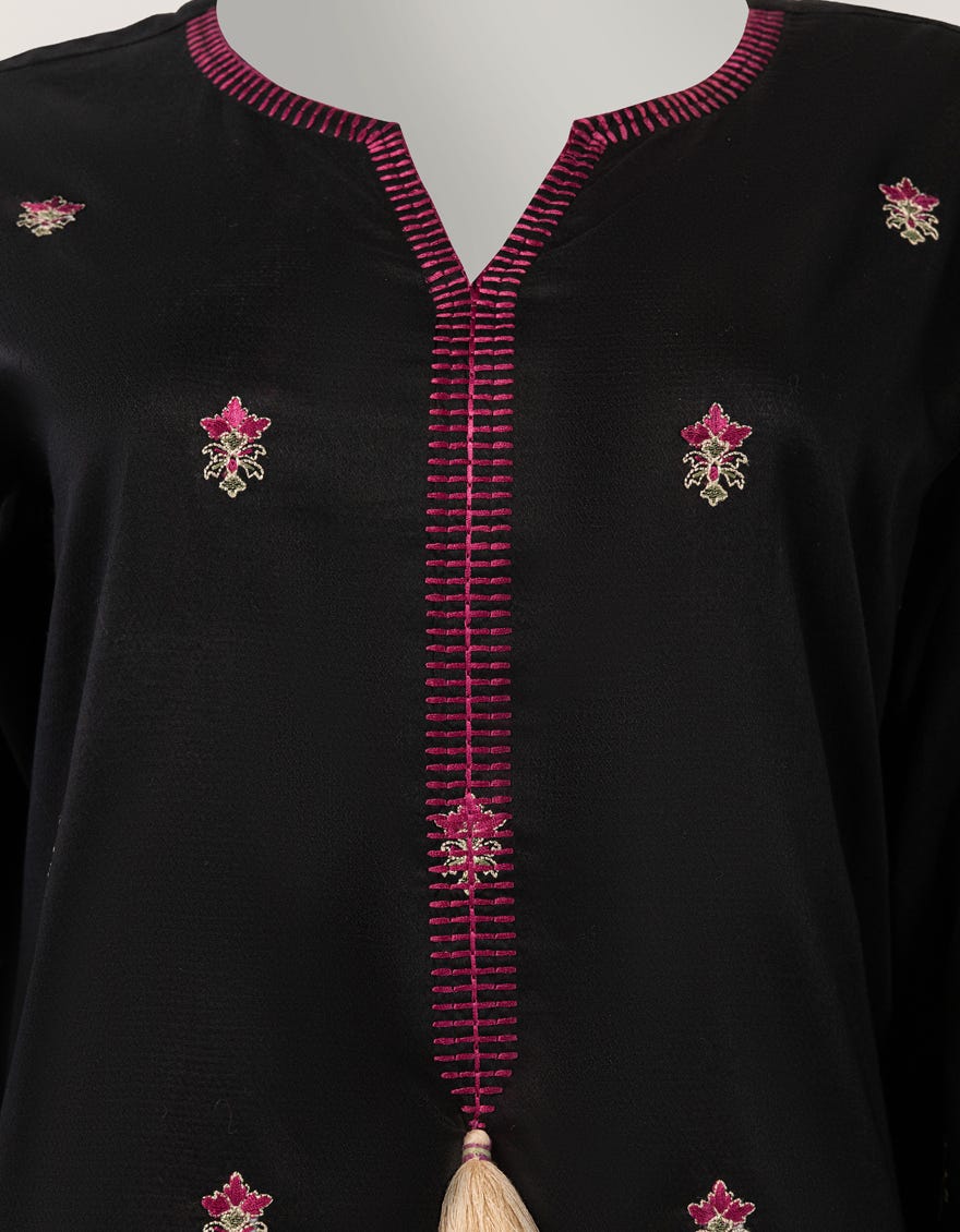 BLACK LAWN EMBROIDERED STITCHED 3PC