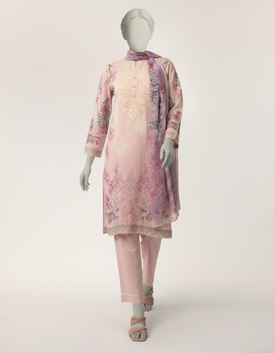 LILAC LAWN EMBROIDERED STITCHED 3PC