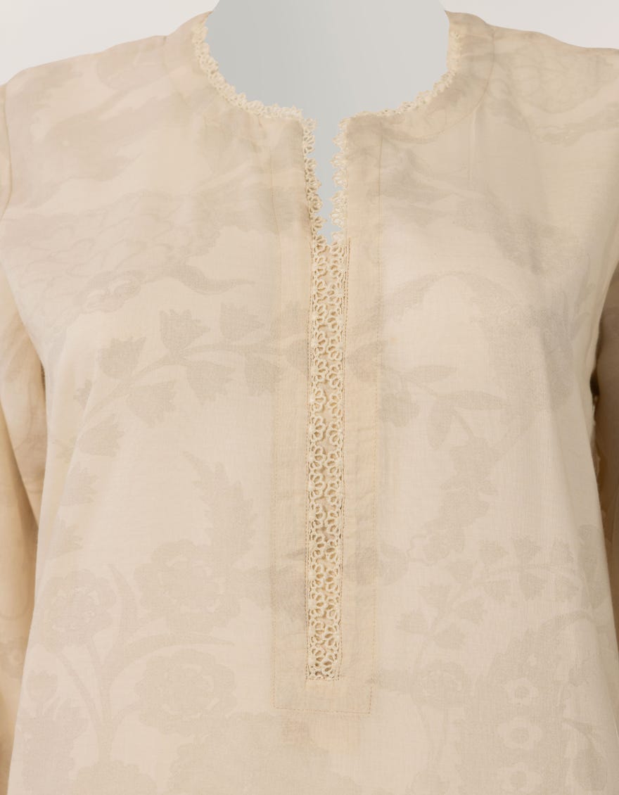 OFF WHITE LAWN EMBROIDERED STITCHED 3PC