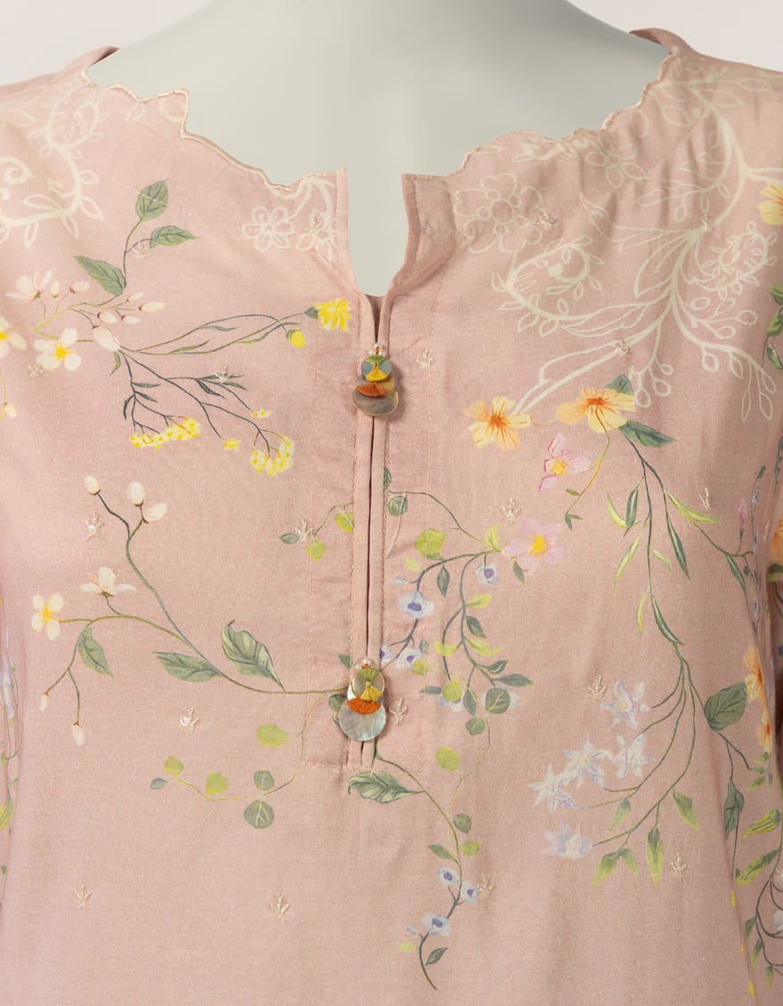 PINK MAPLE SILK EMBROIDERED STITCHED 3PC