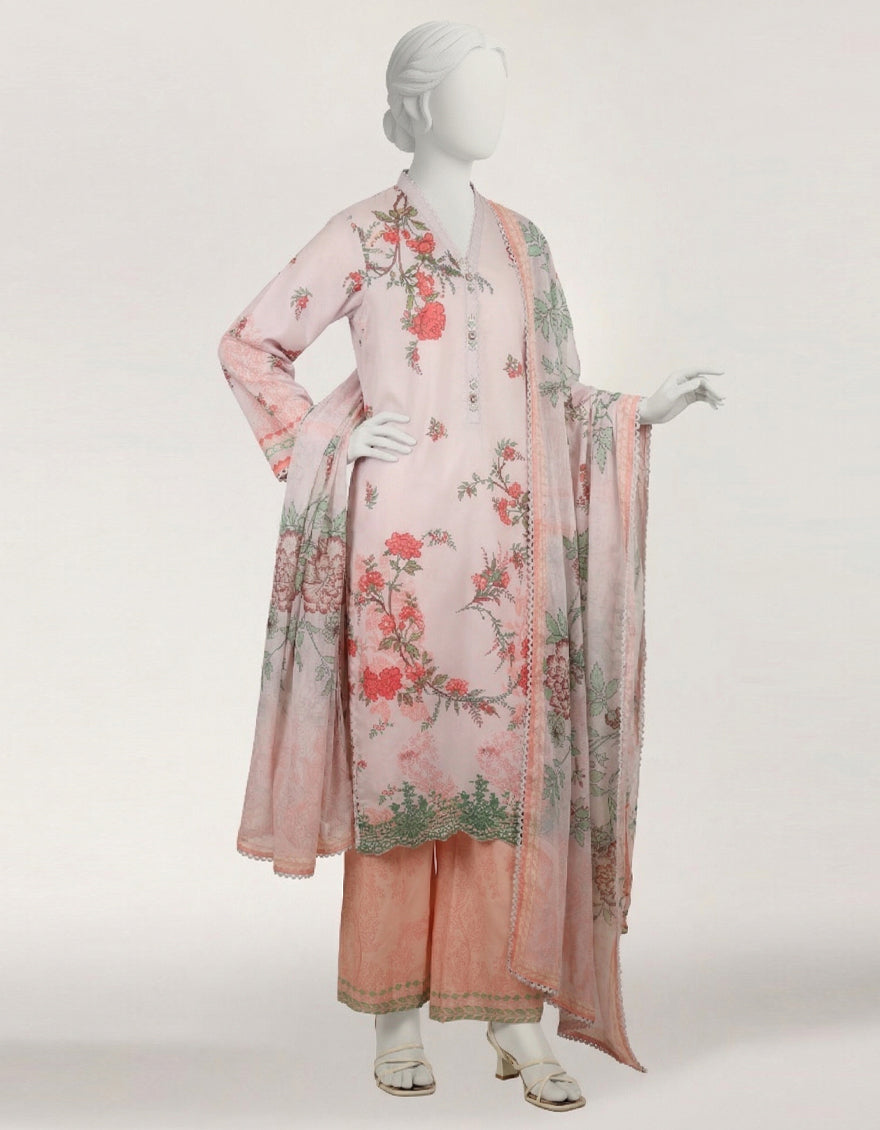 LILAC LAWN PRINTED STITCHED 3PC