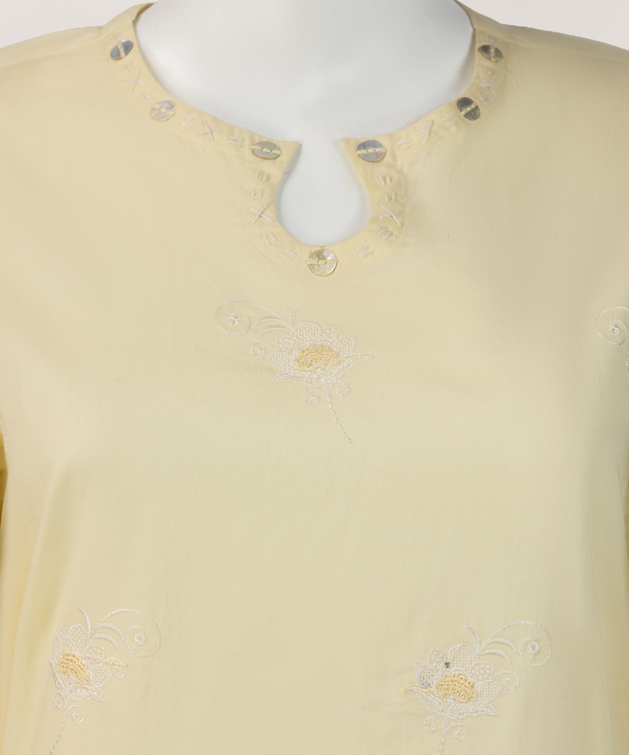 Yellow Lawn Embroidered Stitched 3Pc