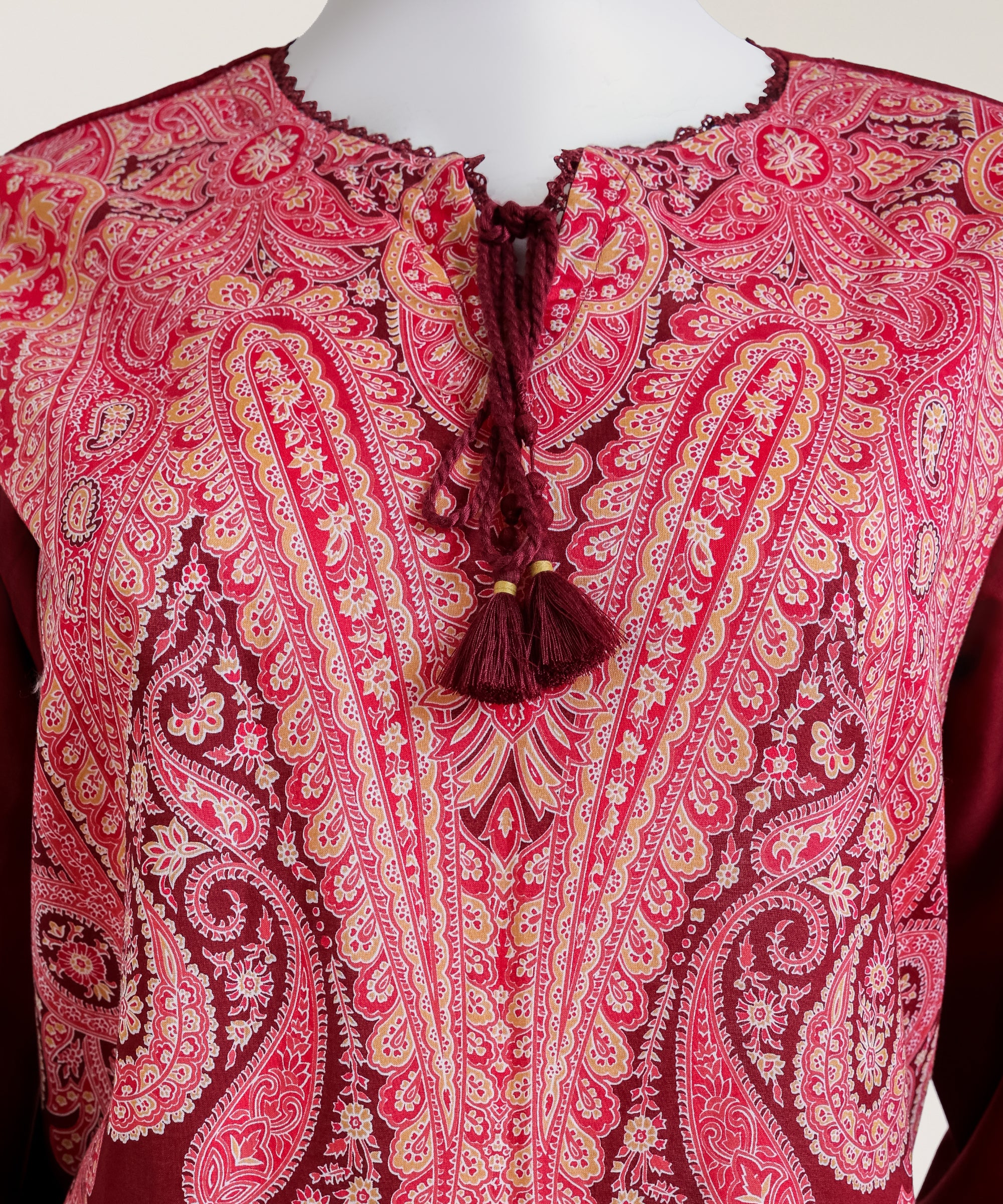 Maroon Lawn Printed Stitched 3Pc