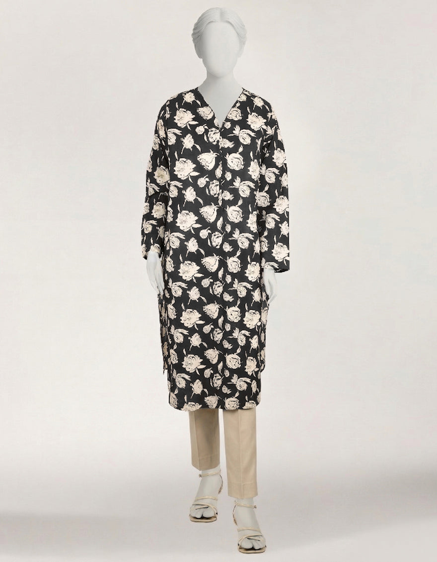 BLACK LAWN PRINTED KURTA