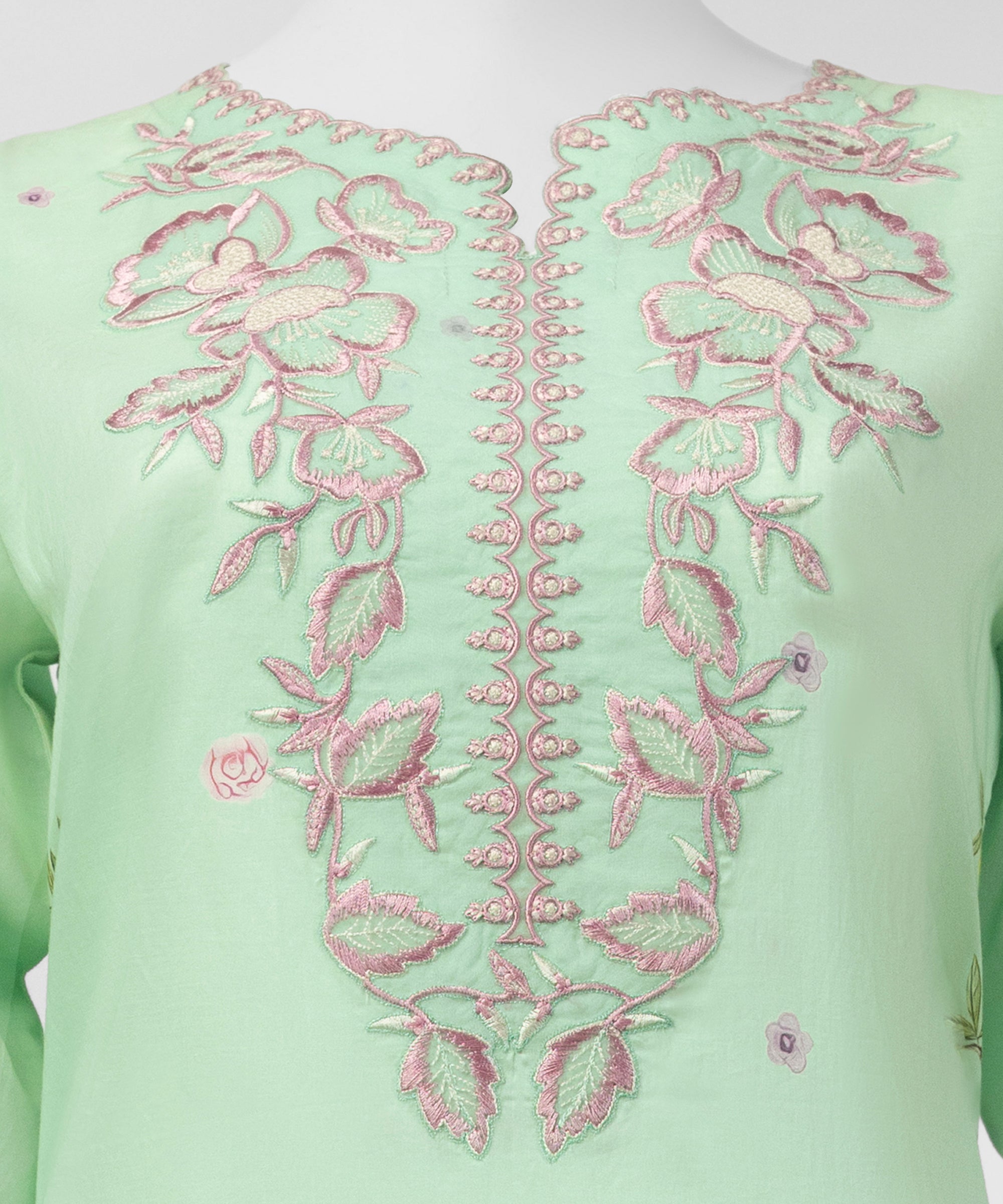 Green Embroidered Lawn Stitched 3Pc