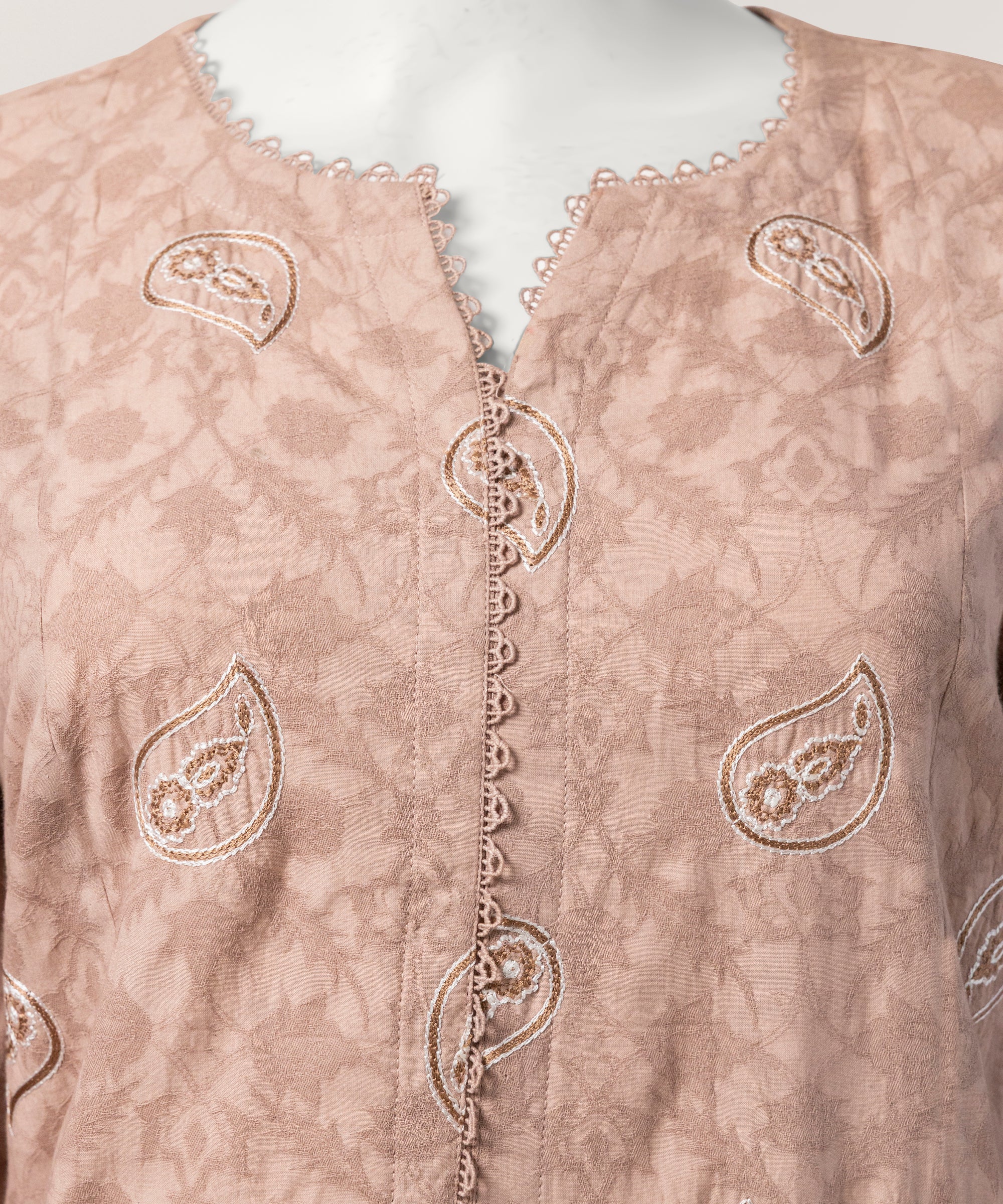 Brown Jacquard Embroidered Stitched 3Pc