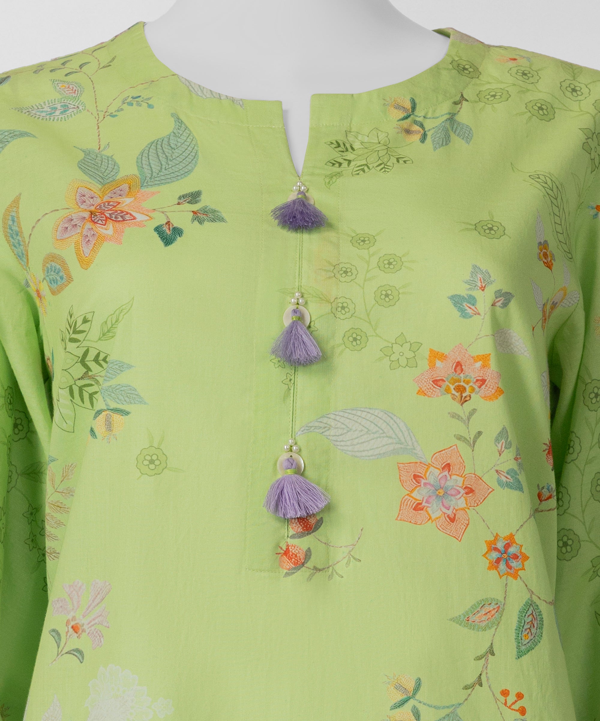 Light Green Cambric Digital Printed Stitched 3Pc
