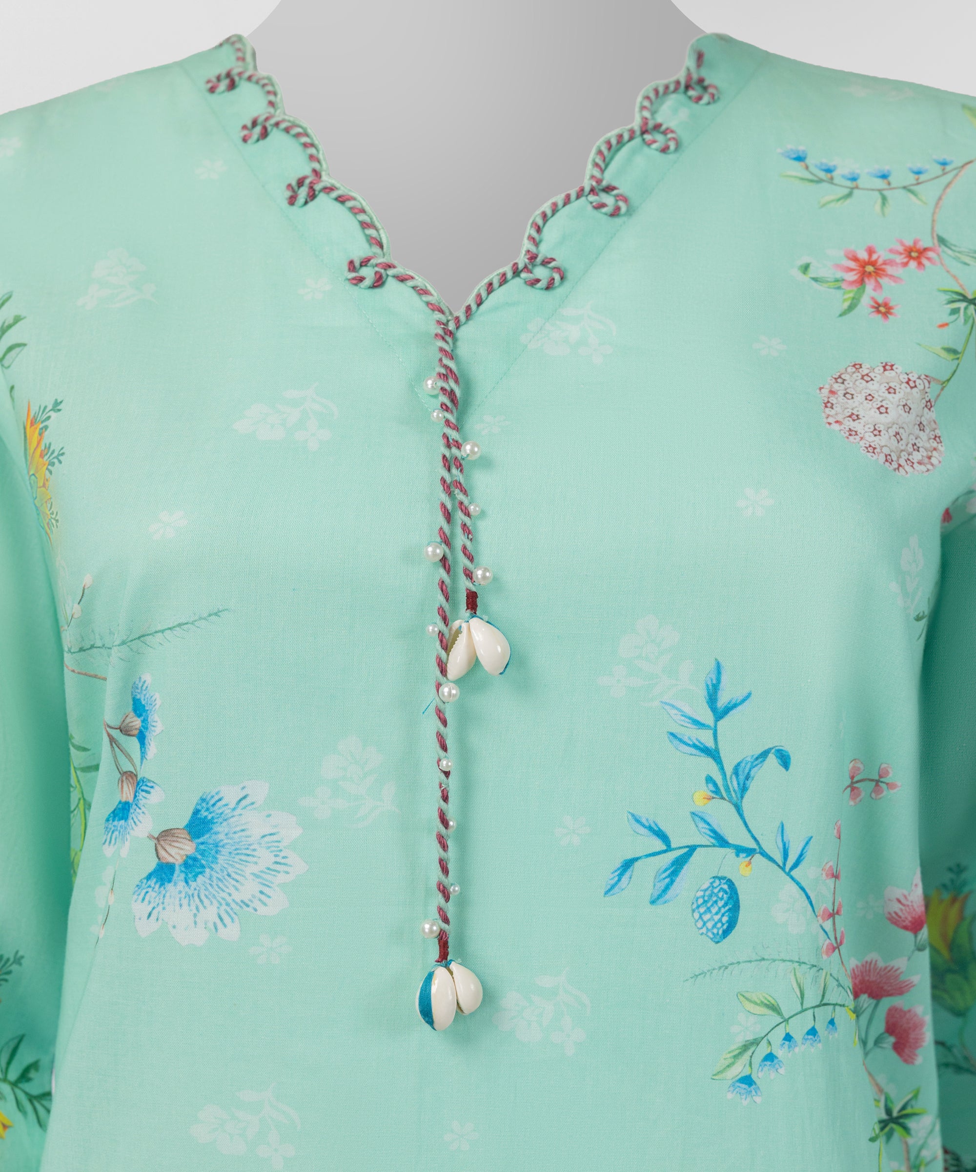 Green Cambric Digital Printed Stitched 3Pc