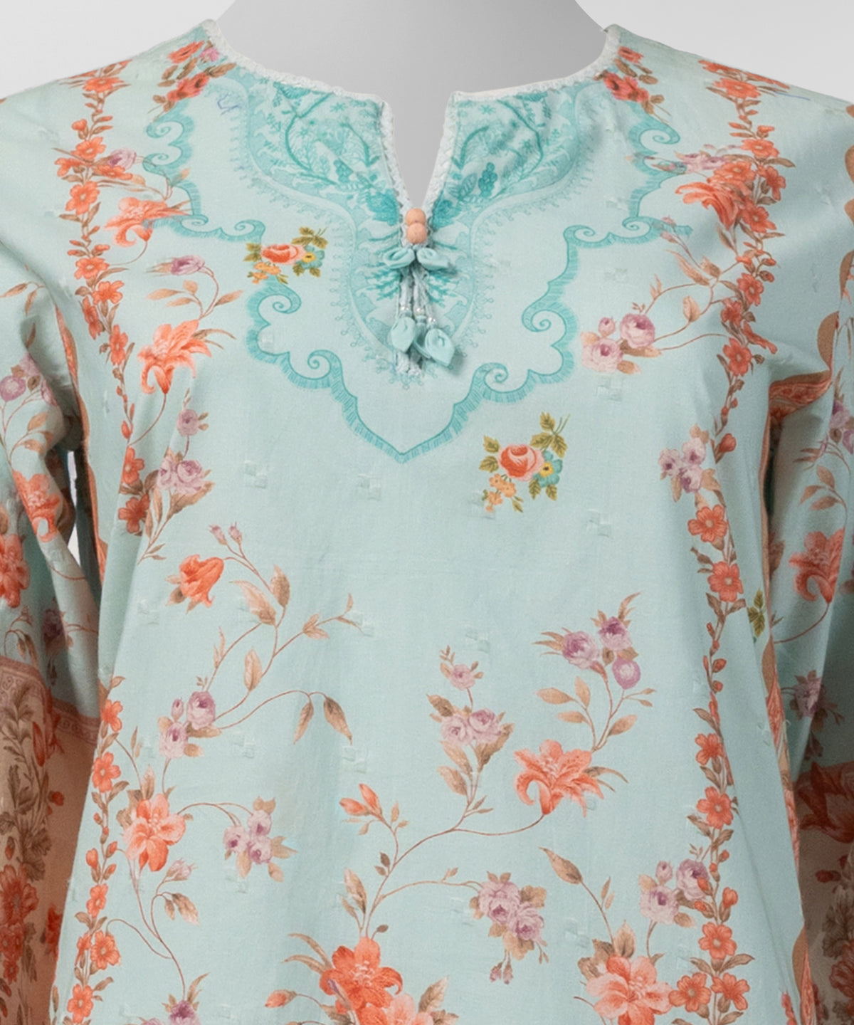 Sea Green Doria Digital Printed Stitched 3Pc