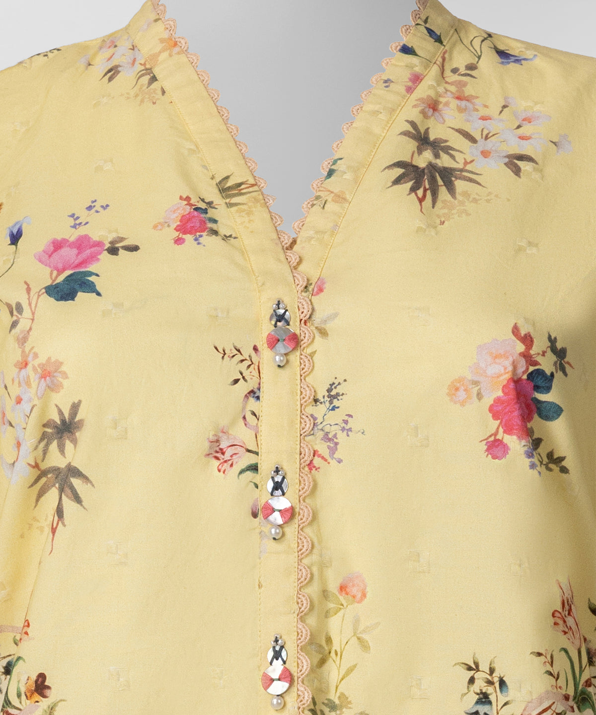 Yellow Doria Digital Printed Stitched 3Pc