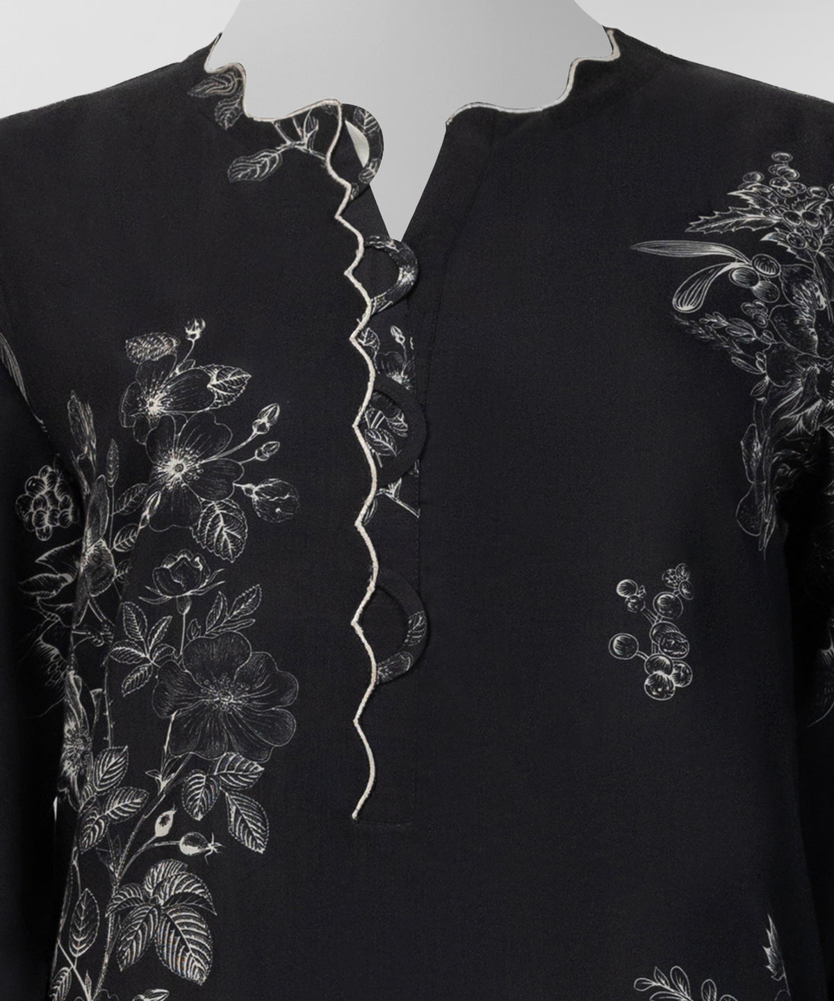 Black Cotton Viscose Digital Printed Stitched 3Pc