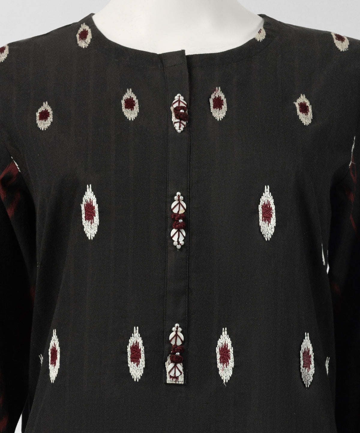 Black Cambric Embroidered Stitched 3Pc