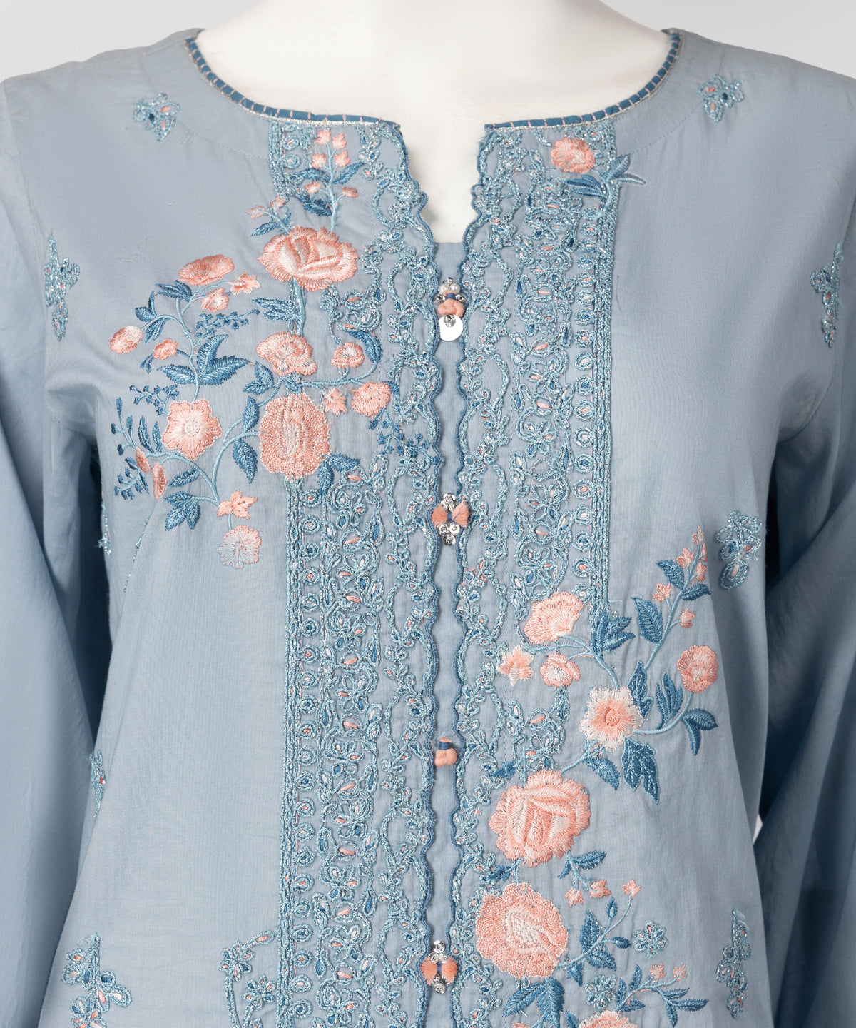 Blue Embroidered Liminal Stitched 3Pc
