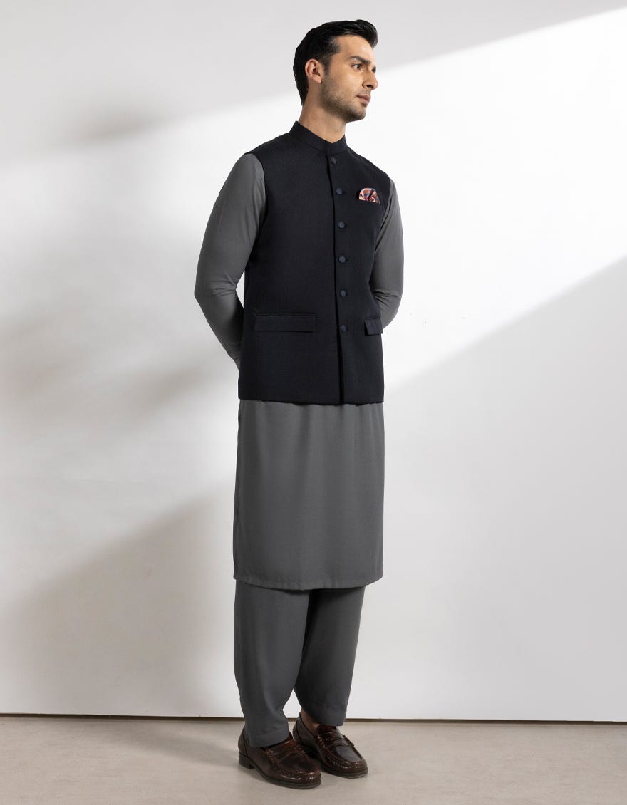 NAVY BLUE SUITING WAISTCOAT