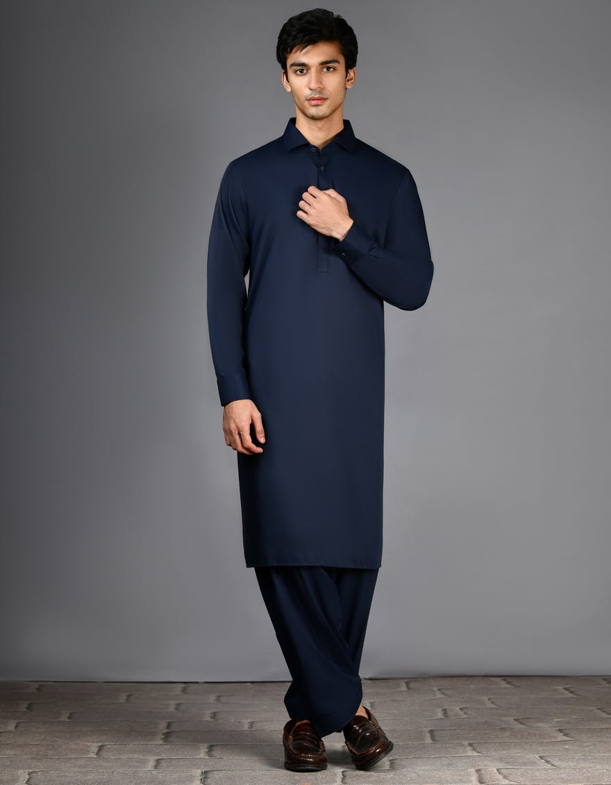 NAVY BLUE PLAIN KAMEEZ SHALWAR
