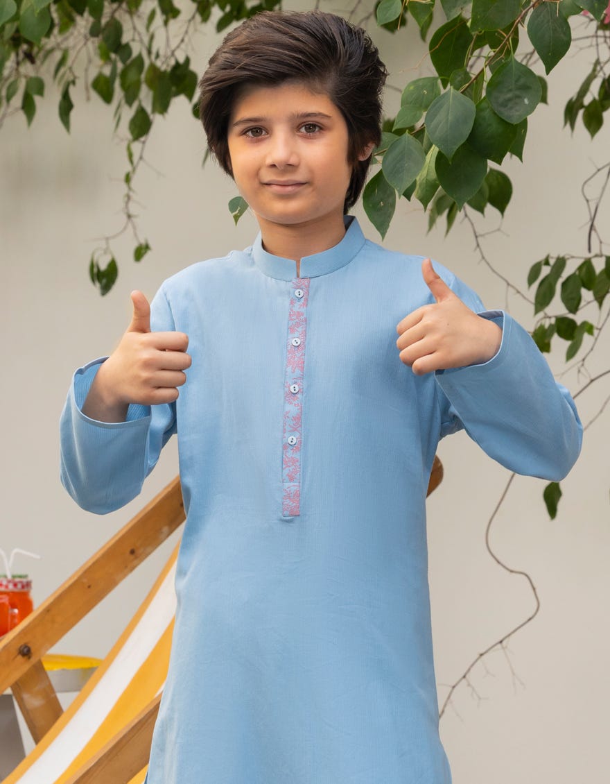 SKY BLUE COTTON KURTA | JCK-A-39219