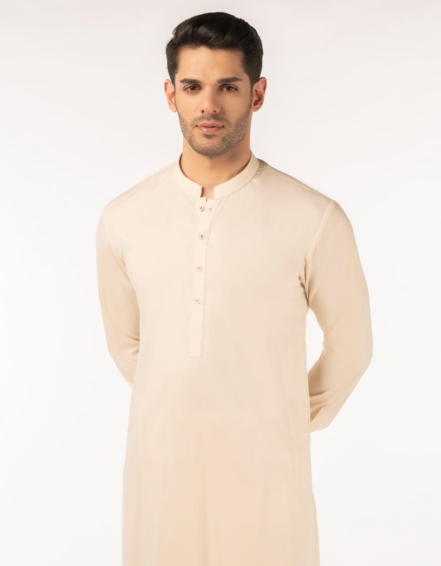 BEIGE BLENDED UNSTITCHED KAMEEZ SHALWAR FABRIC