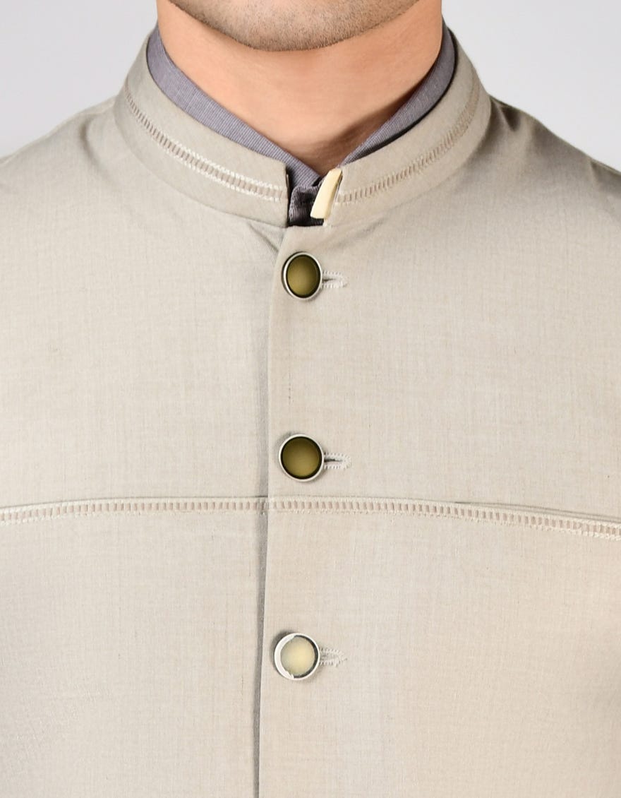 BEIGE PLAIN WAISTCOAT|JJVCA33182