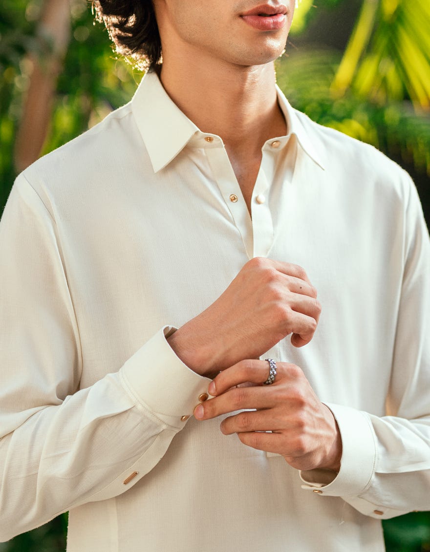 OFF WHITE COTTON CASUAL KAMEEZ SHALWAR