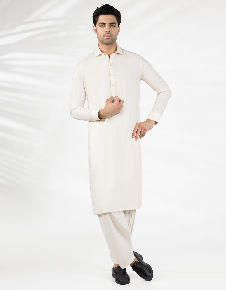 CREAM BLENDED CASUAL KAMEEZ SHALWAR