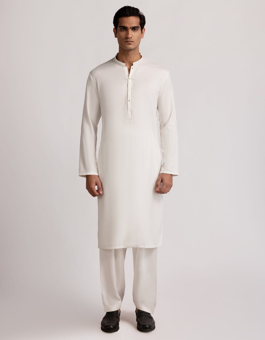 OFF WHITE BLENDED FORMAL KAMEEZ SHALWAR