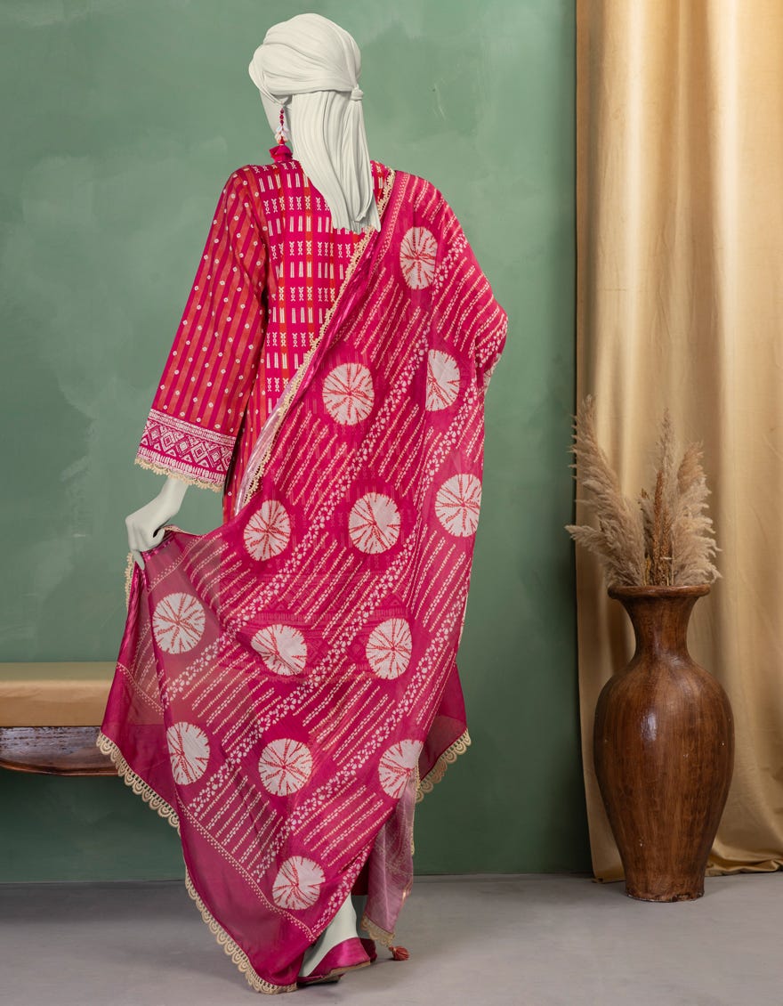 PINK LAWN EMBROIDERED UNSTITCHED 3PC