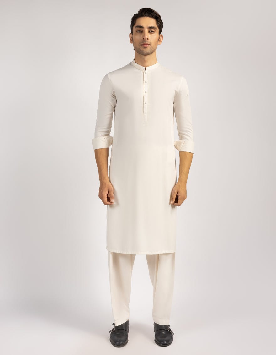 CREAM BLENDED SEMI-FORMAL KAMEEZ SHALWAR
