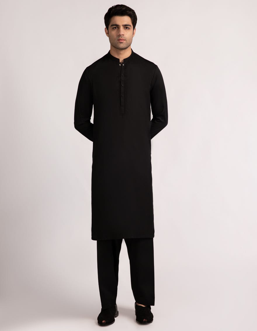 BLACK BLENDED SEMI-FORMAL KAMEEZ SHALWAR