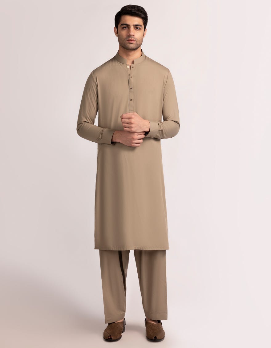 CAMEL BROWN BLENDED CASUAL KAMEEZ SHALWAR