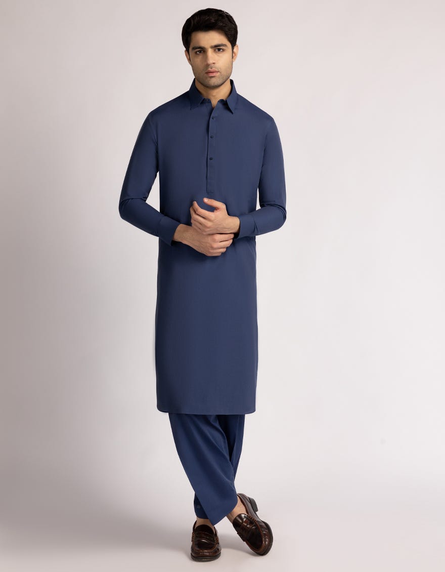 BLUE BLENDED CASUAL KAMEEZ SHALWAR