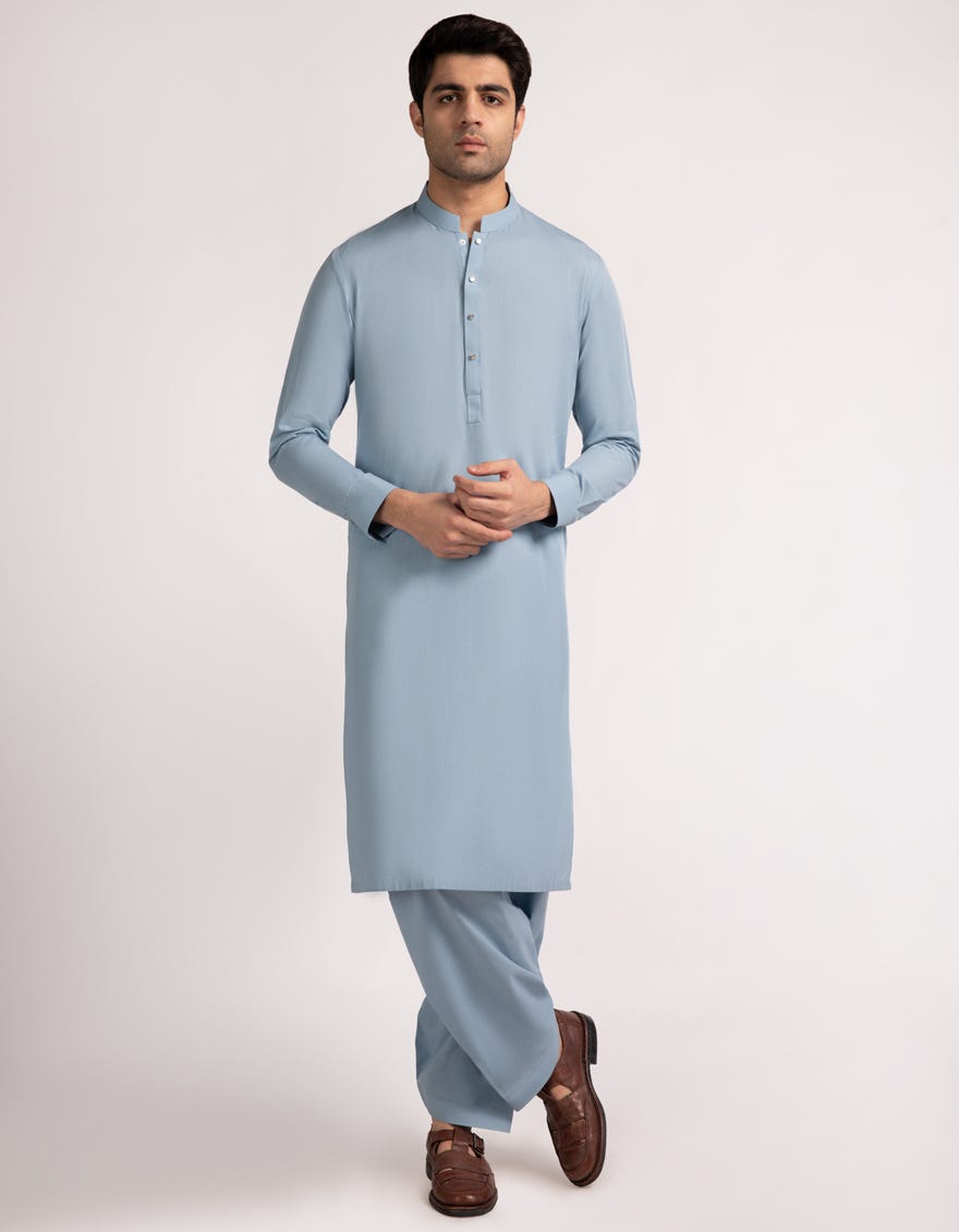 SKY BLUE BLENDED CASUAL KAMEEZ SHALWAR
