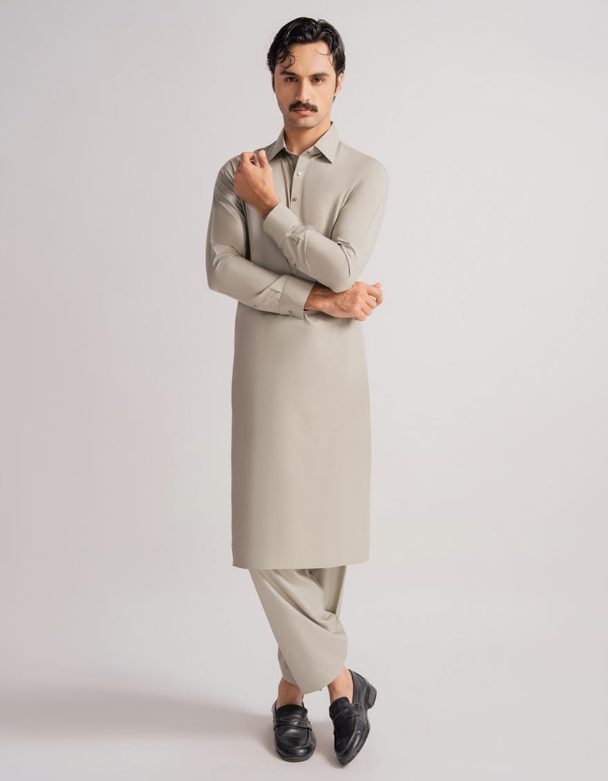 CEMENT GREEN CASUAL KAMEEZ SHALWAR